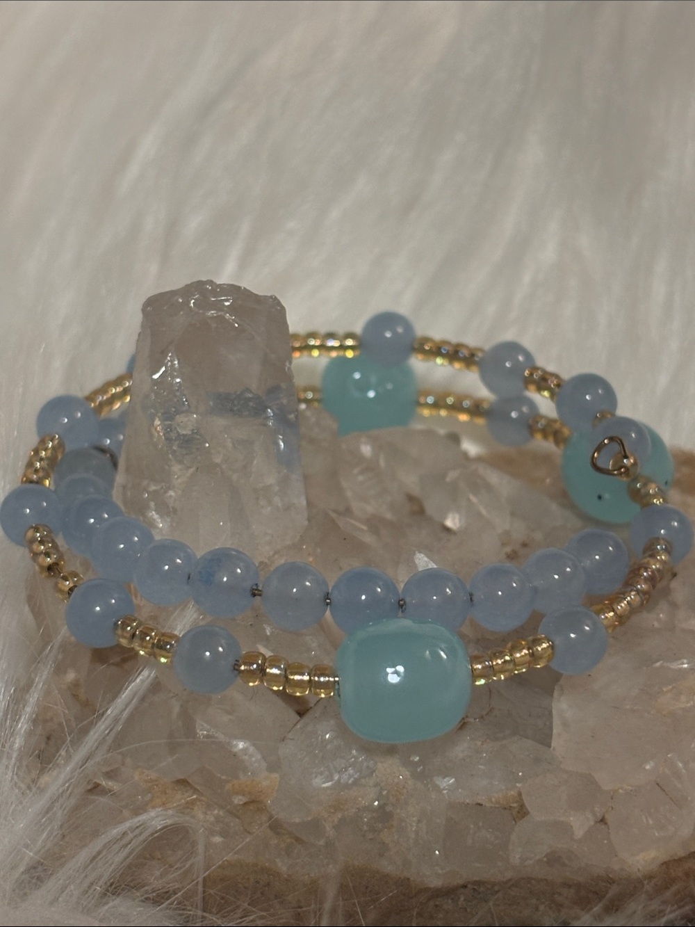 Blue  Aquamarine Gold-Accent Wrap Bracelet